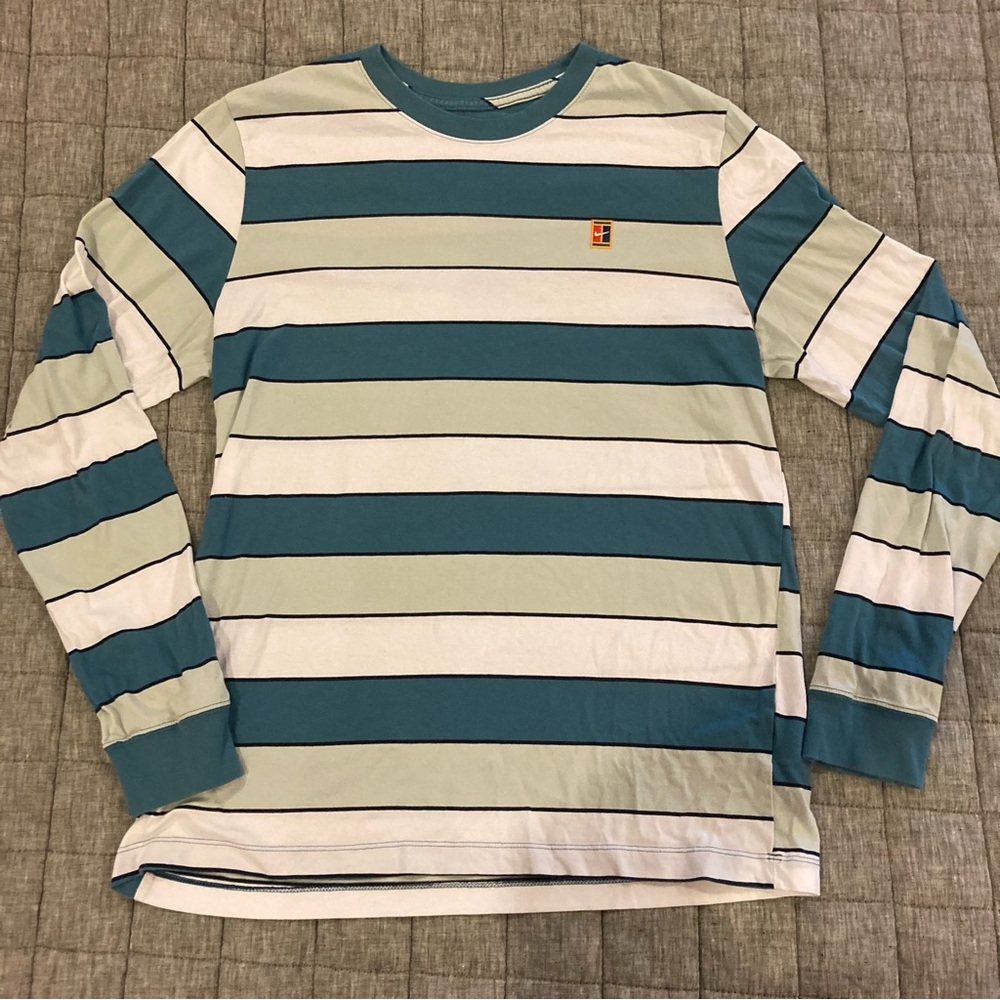 Nike Blue and White Striped Tee